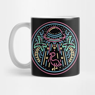 Alien Invasion of a Beach & Pink Flamingo Mug